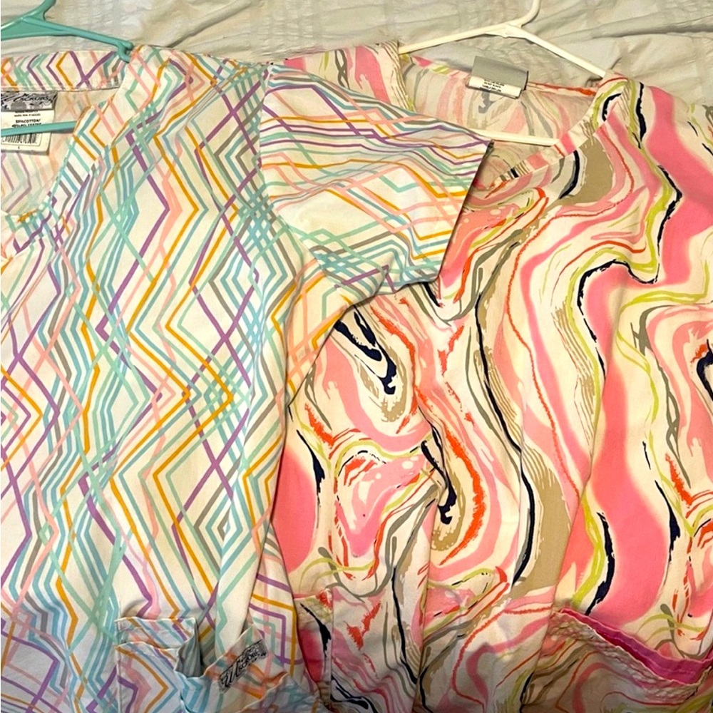 Size large scrub tops lot of 2
